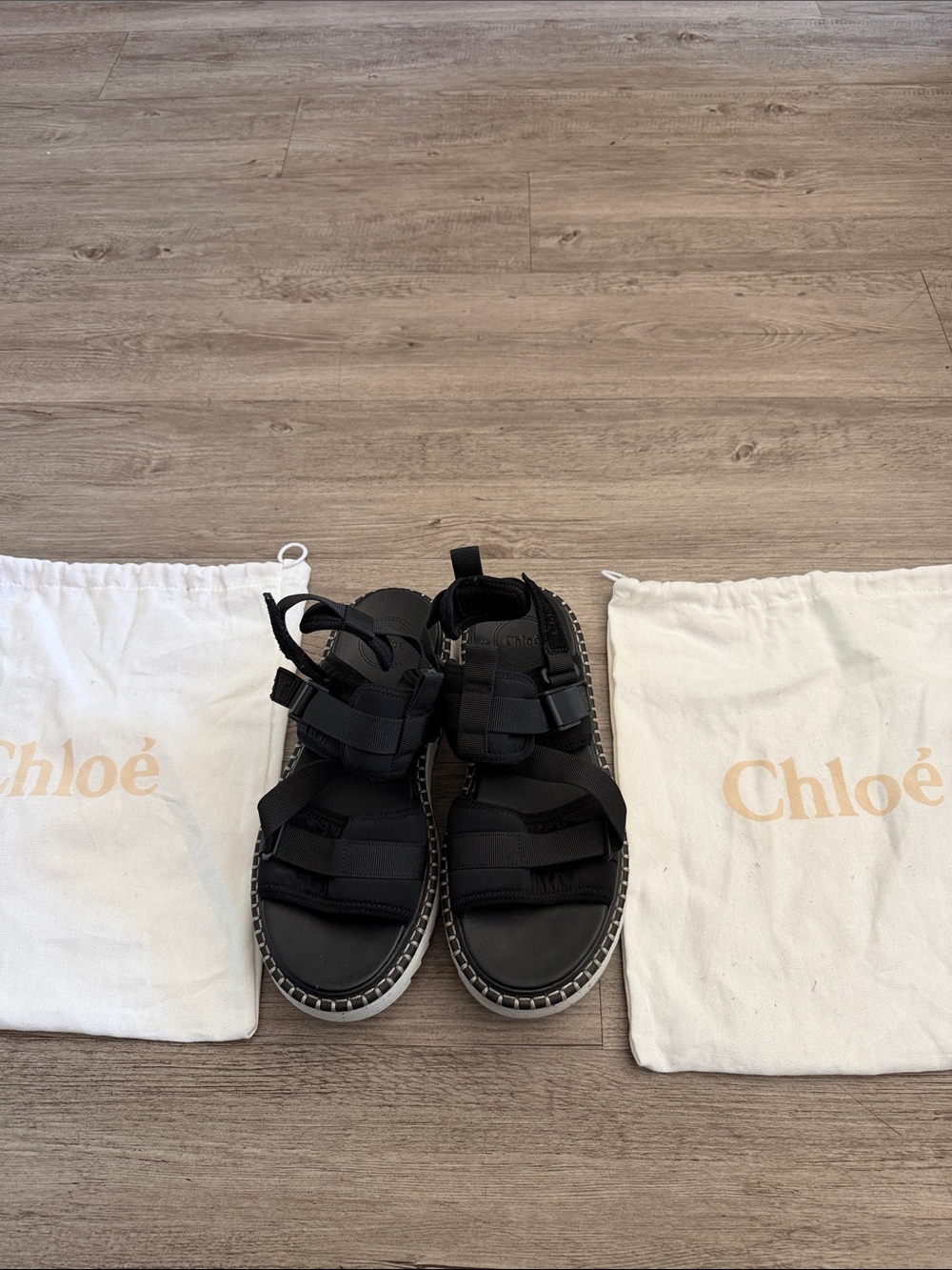 Chloé Black Strappy Platform Sandals